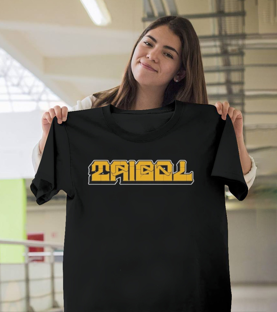 Tribal Gear Victim Gold Graffiti Font Bold Yellow Text T-Shirt