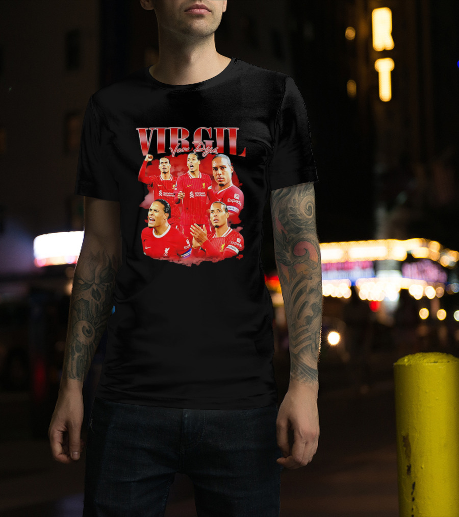 Virgil Van Dijk Liverpool FC Number 4 Captain Liverpool Red Jersey T-Shirt