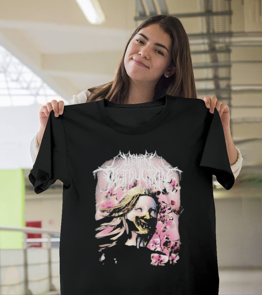 Within Destruction Yokai Cherry Blossoms Masked Face Design T-Shirt