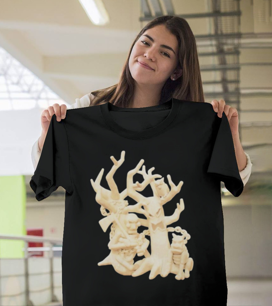 Spooky Woods Woodland Tree Creature with Owl and Frog T-Shirt