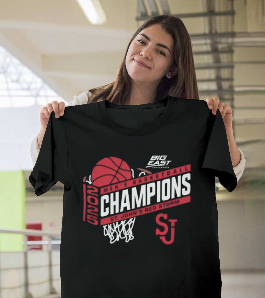 St. John’s Red Storm Big East 2025 Basketball Champions SJ Logo T-Shirt