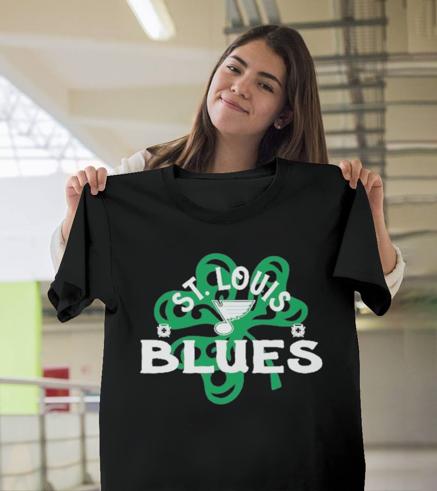 St. Louis Blues St. Patrick’s Day Shamrock Emblem T-Shirt