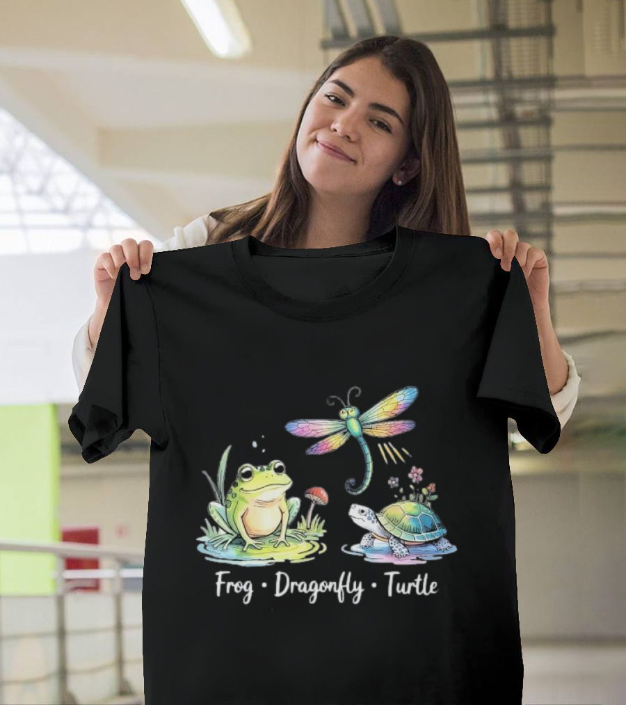 Frog Dragonfly Turtle Subtle Political Humor T-Shirt