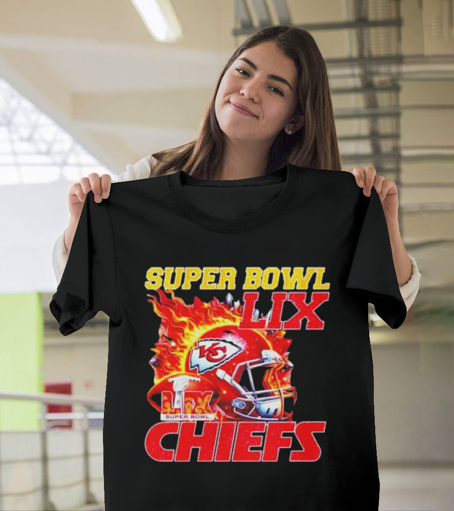 Super Bowl LIX Kansas City Chiefs Flaming Helmet Chiefs T-Shirt