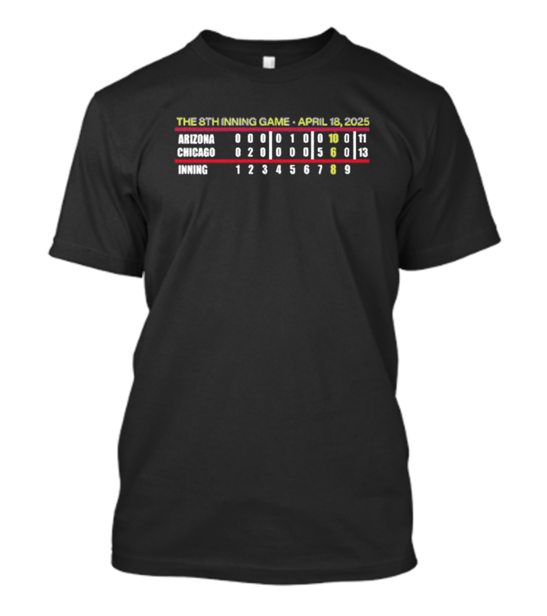 THE 8TH INNING GAME APRIL 18 2025 CHICAGO 10 9 INNINGS T-Shirt