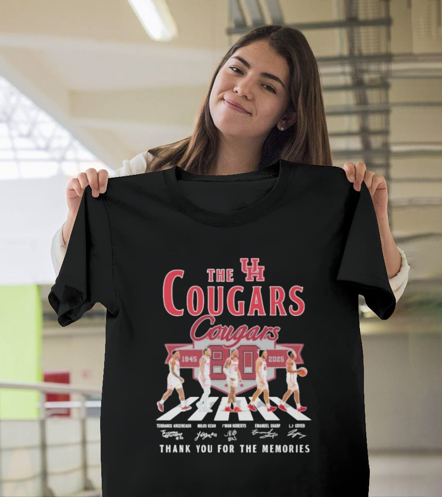 The Houston Cougars 80 Years 1945-2025 Thank You for the Memories Abbey Road Style T-Shirt