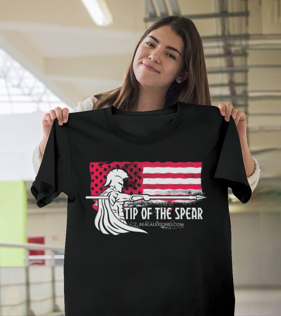 Tip Of The Spear Spartans American Flag RealAlexJones.com T-Shirt