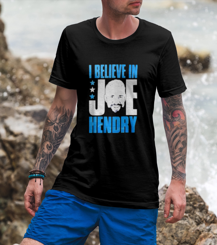 TNA I Believe In Joe Hendry Blue Text And Stars T-Shirt
