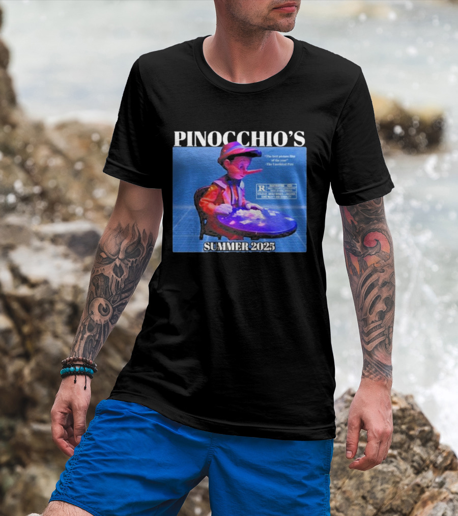 Pinocchio’s Summer 2025 Unethical Threads Movie Parody T-Shirt