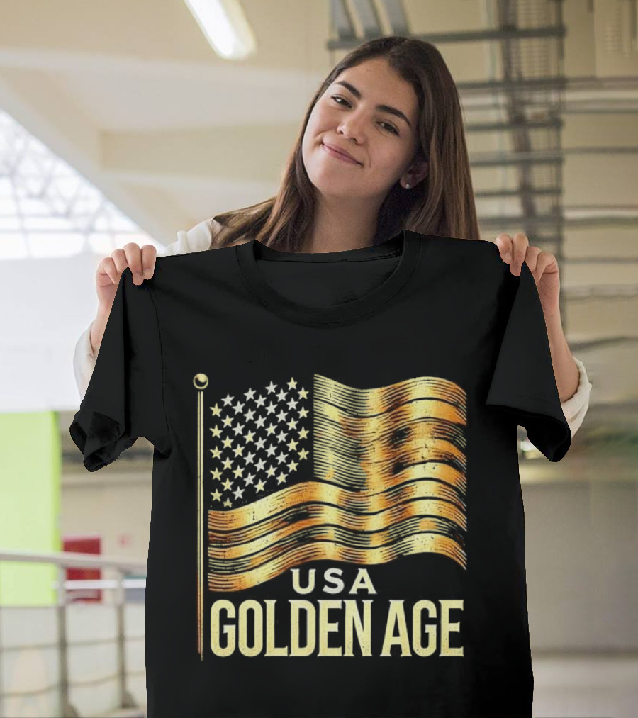 USA Golden Age Golden American Flag T-Shirt
