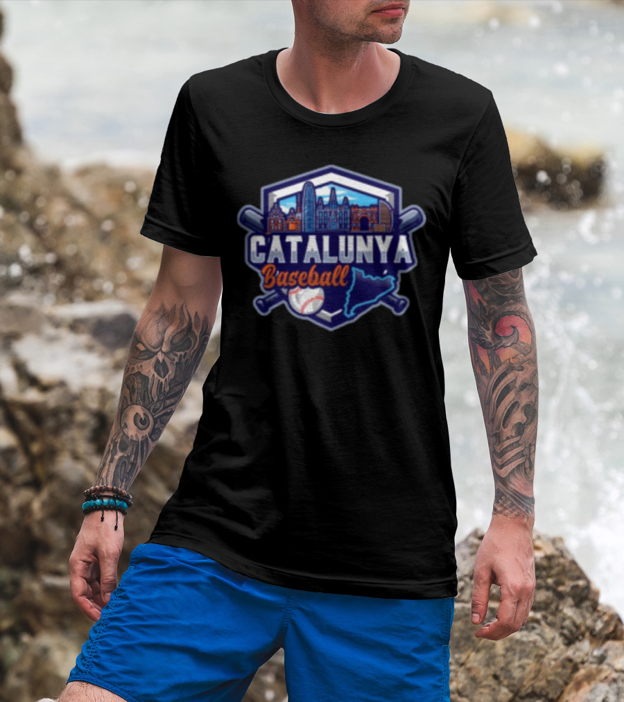 USSSA Catalunya Baseball Week March 11-17 2025 Barcelona Cityscape And Batting Icon T-Shirt