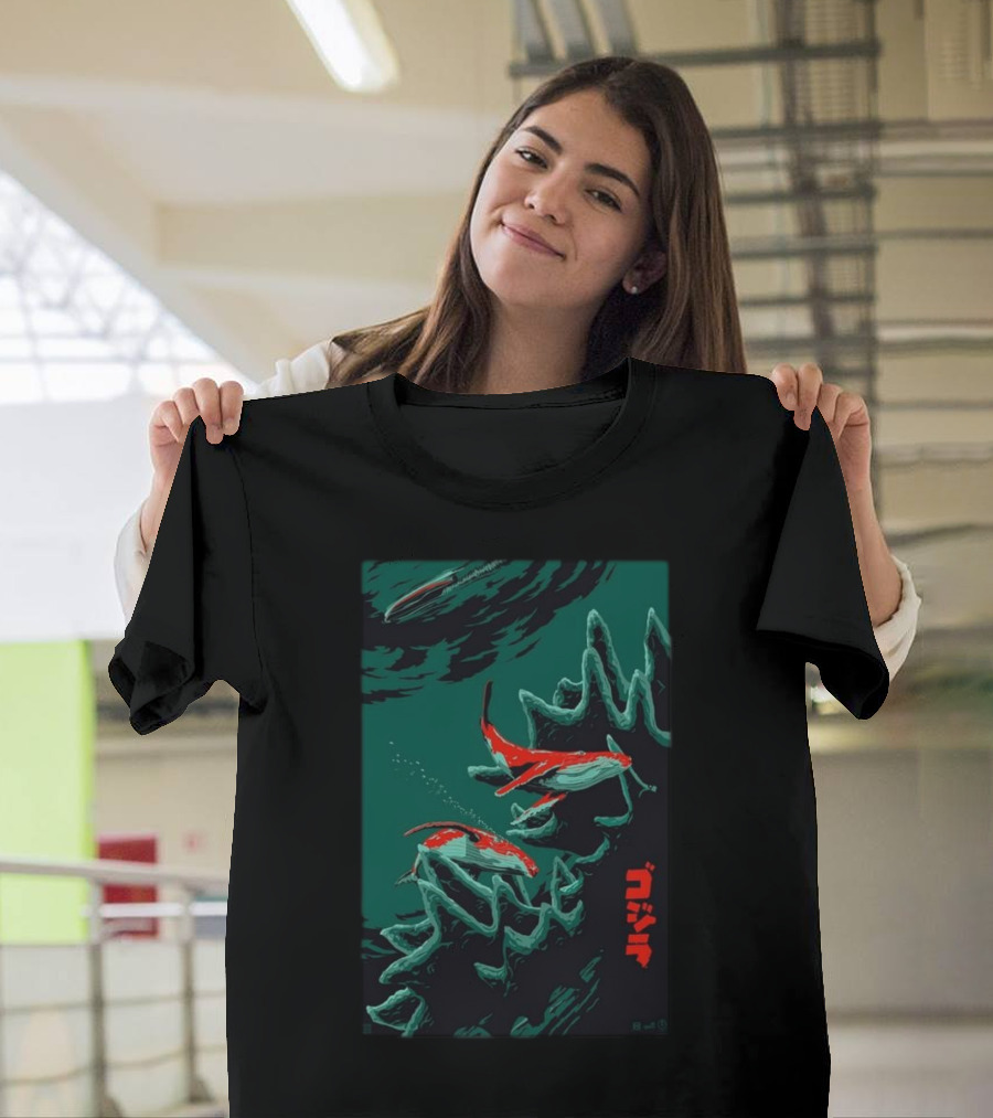 Whale Song Steve Thomas 70 Years Of Godzilla T-Shirt