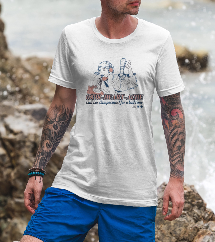 0898 Heart Ache Los Campesinos Call For A Bad Time With Vintage Phone Illustration T-Shirt