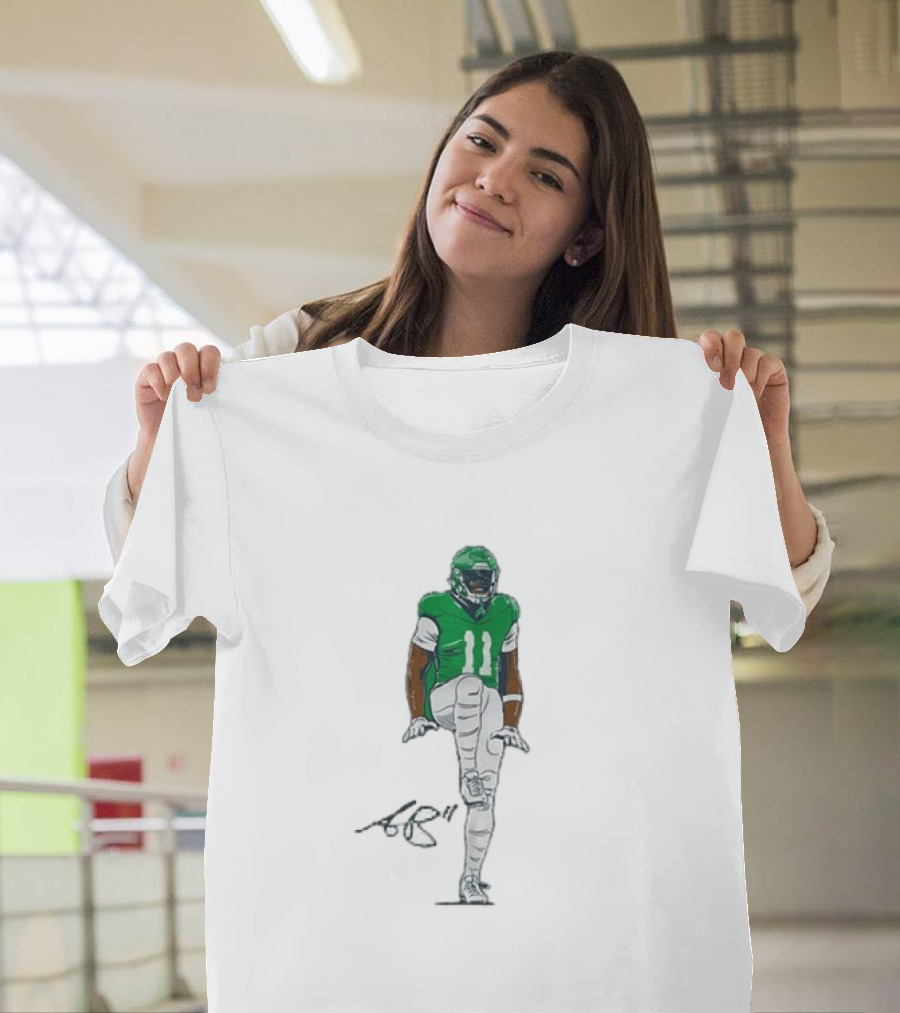 A.J. Brown The Silencer Green Football Number 11 Player Kneeling Icon T-Shirt