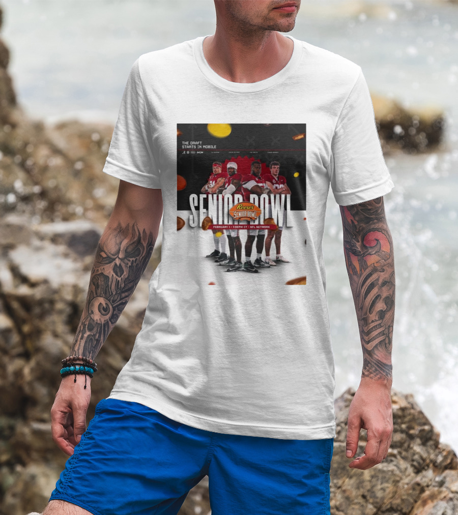 Alabama Crimson Tide Senior Bowl February 1 NFL Network Reese's Draft Starts Mobile T-Shirt