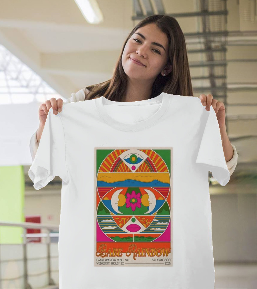 Babe Rainbow August 20 2025 Great American Music Hall San Francisco Concert Psychedelic Art T-Shirt