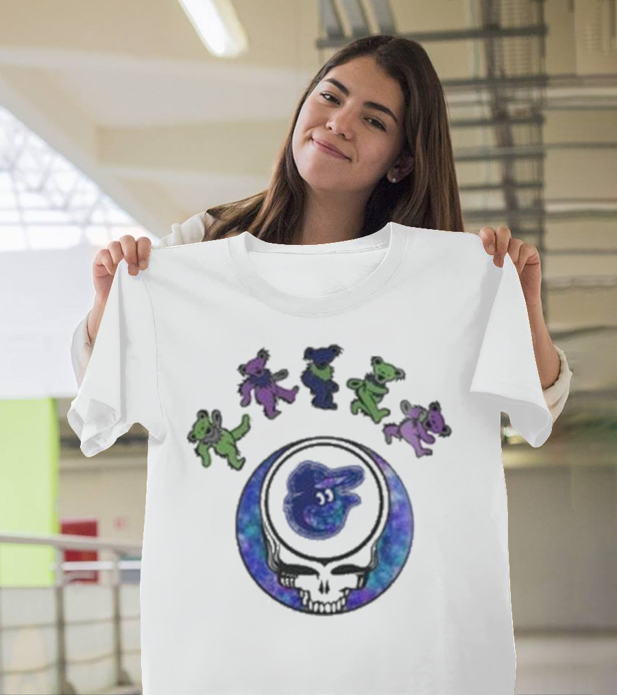 Baltimore Orioles Grateful Dead Dancing Bears 2025 Skull Night Baseball T-Shirt
