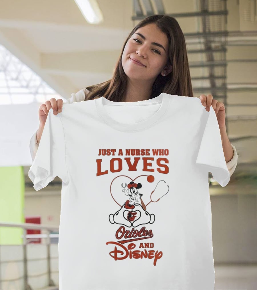 Just A Nurse Who Loves Orioles And Disney Mickey T-Shirt
