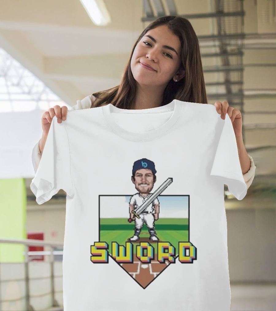 Pixelated Baseball Player Sword Bauer Outage T-Shirt