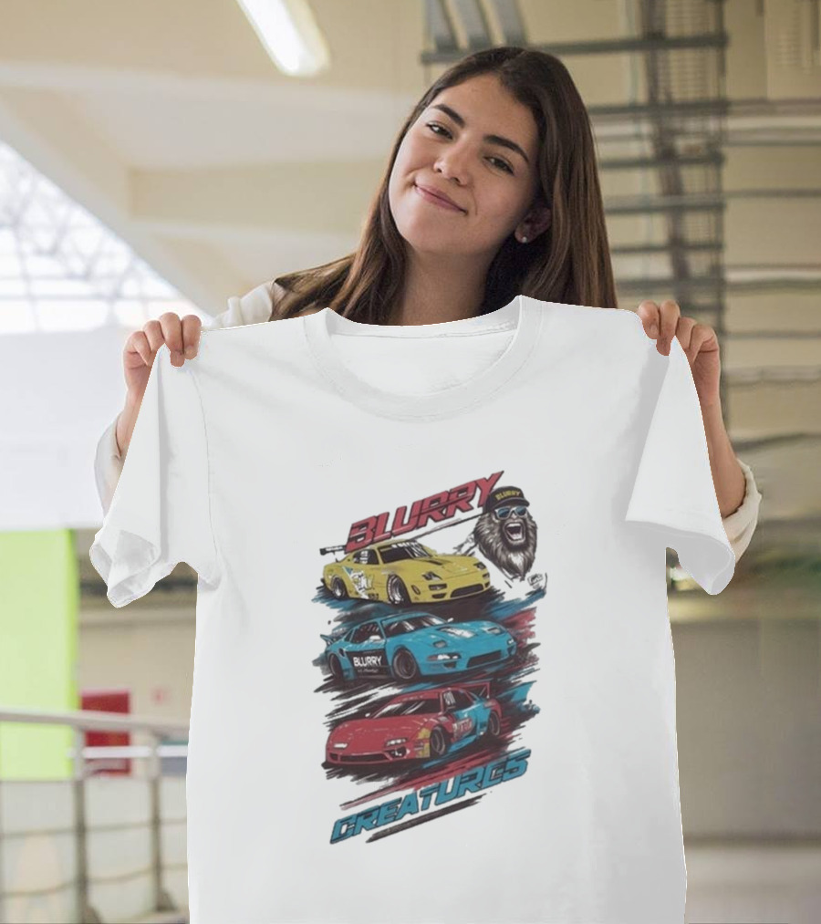 Blurry Creatures Talladega Blur Racing Cars Lion T-Shirt