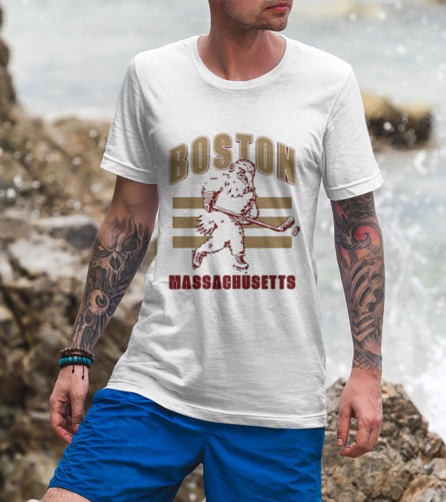 Boston Massachusetts Hockey Mascot Skater T-Shirt