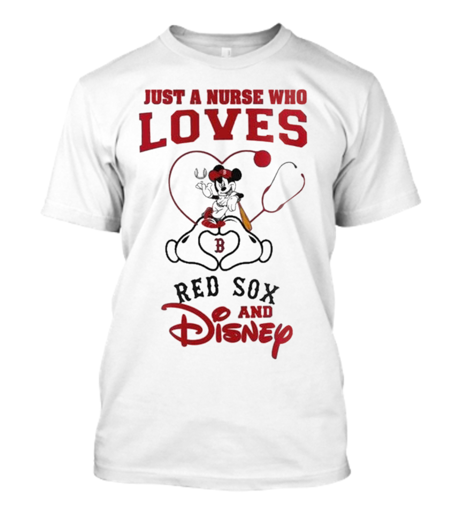 Boston Red Sox Just A Nurse Who Loves Disney Baseball Mickey Mouse 2025 T-Shirt