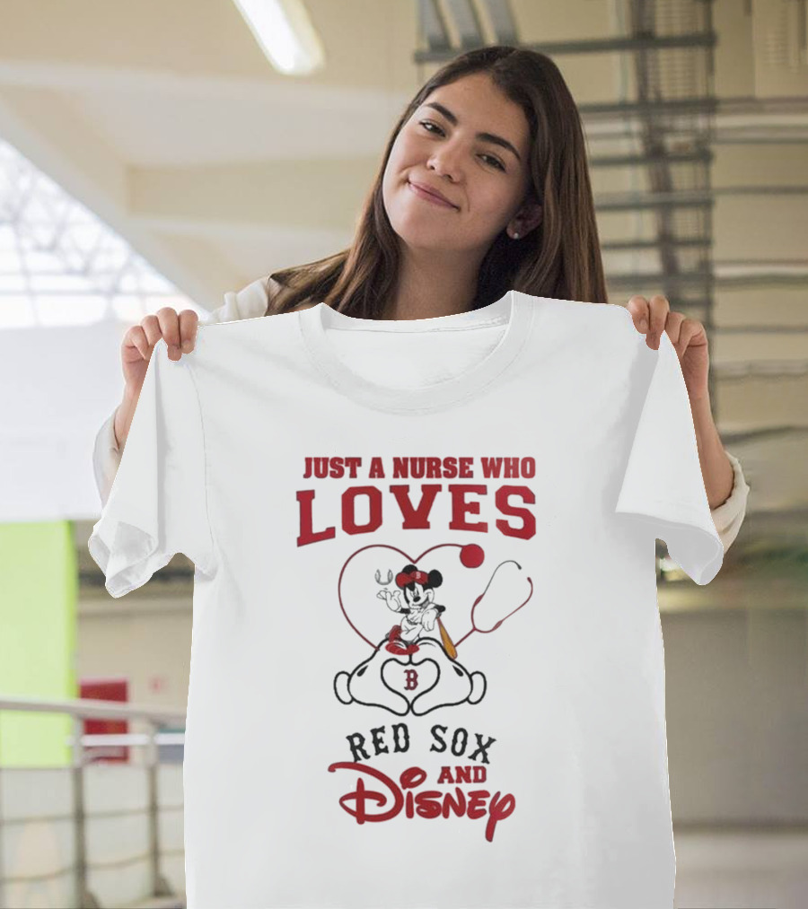 Boston Red Sox Just A Nurse Who Loves Disney Baseball Mickey Mouse 2025 T-Shirt