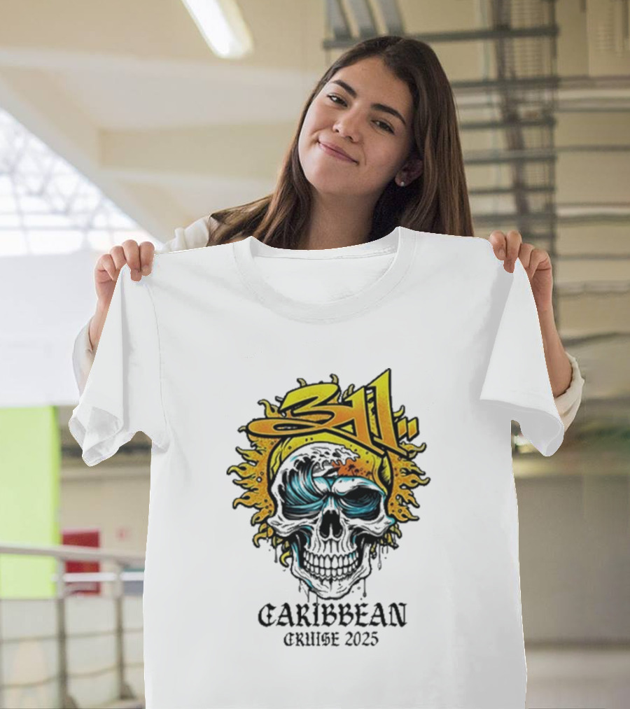 311 Caribbean Cruise 2025 Skull Wave T-Shirt