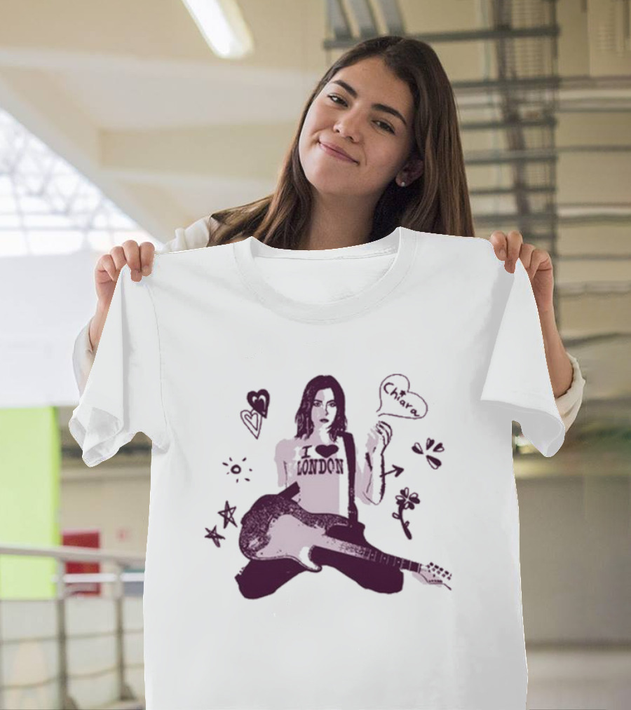 Chiara Oliver Libreta Rosa I Love London Guitar Art T-Shirt