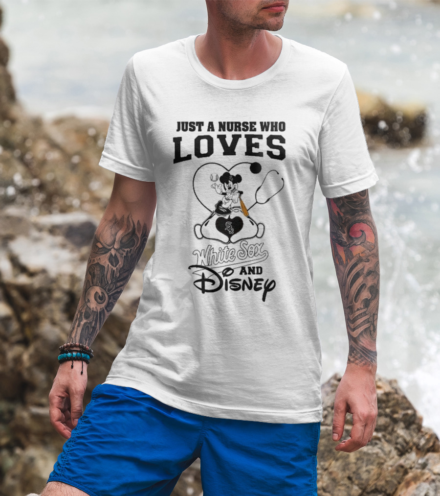 Just A Nurse Who Loves Chicago White Sox And Disney Mickey Mouse 2025 Baseball T-Shirt