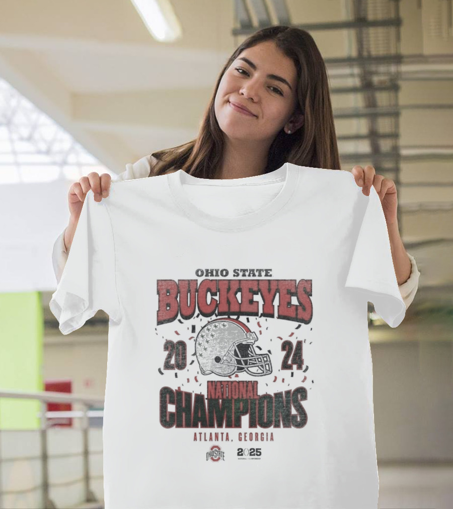 Ohio State Buckeyes 2024 National Champions Atlanta Georgia Confetti T-Shirt