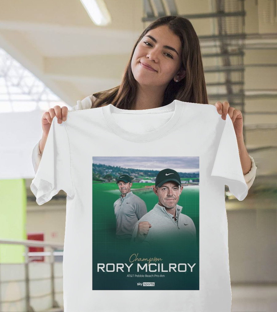 Champion Rory McIlroy AT&T Pebble Beach Pro-Am Sky Sports T-Shirt