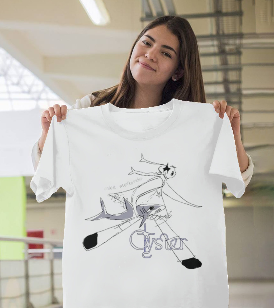 Chloe Moriondo Oyster 2025 Illustrated Fish And Bicycle Art T-Shirt