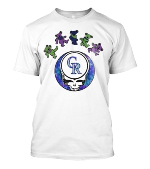 Colorado Rockies 2025 Grateful Dead Night Skull With Dancing Bears Baseball Event T-Shirt