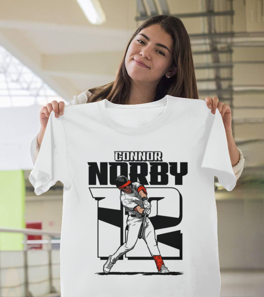 Solid Black Silhouette Baseball Connor Norby #12 Orioles Player T-Shirt