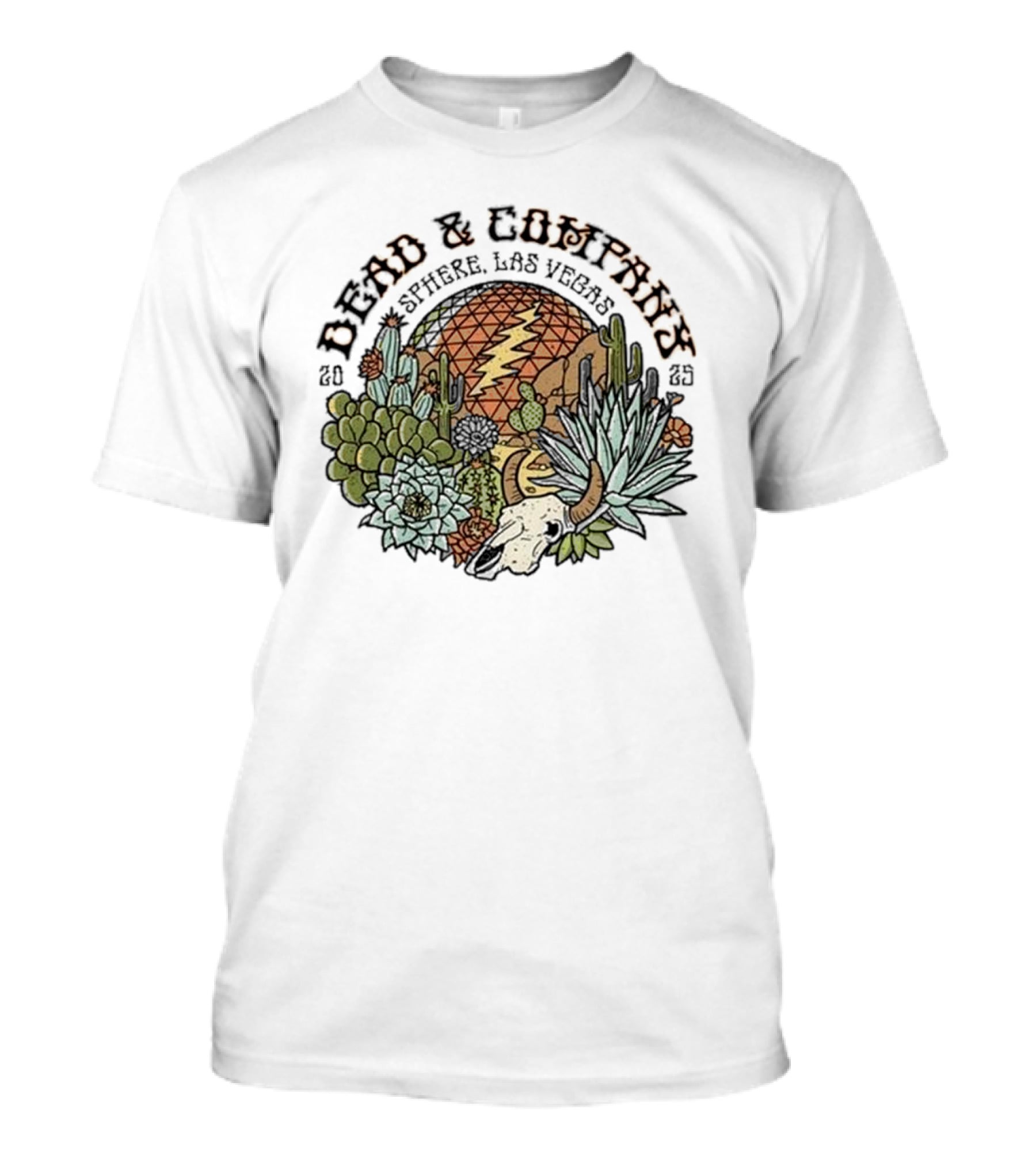 Dead & Company March 2025 Sphere Las Vegas NV Cactus Lightning Bolt T-Shirt