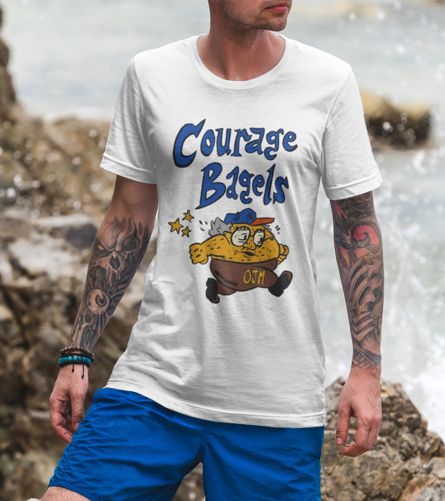 Courage Bagels OJM Character With New York Mets Cap T-Shirt