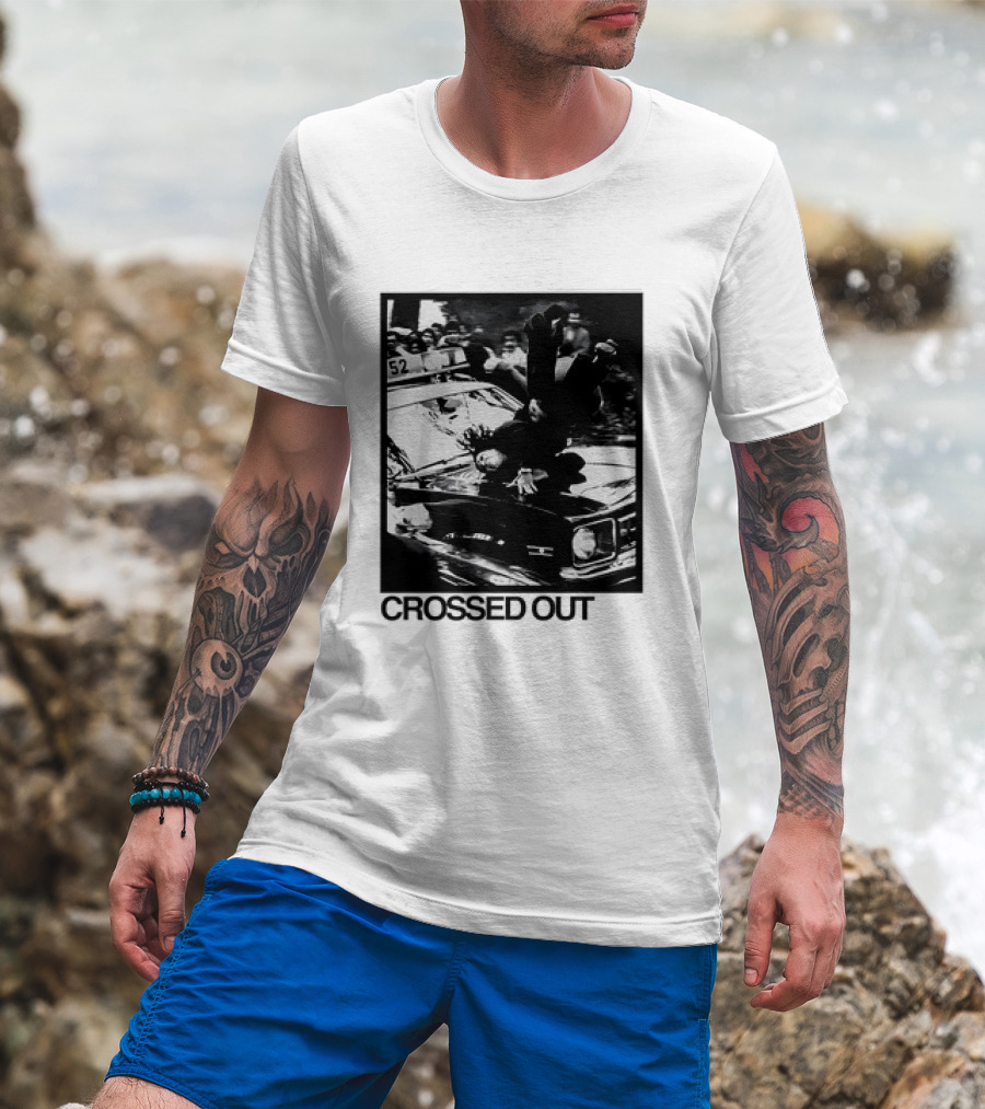 Crossed Out Never Forget Protest Scene Vintage Photography T-Shirt