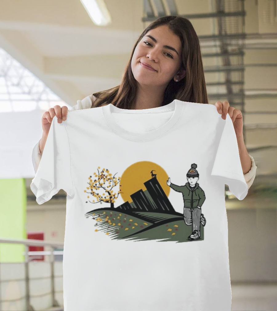 Daft Laddie Autumn Outdoors Skyline With Person Walking T-Shirt