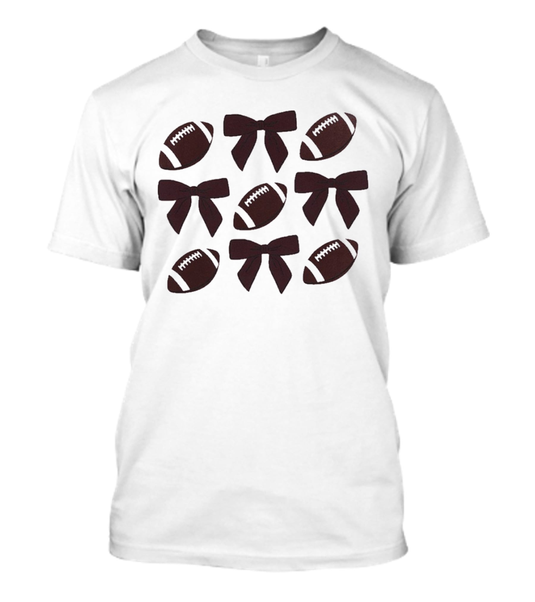 Footballs And Bows Pattern Sports Fashion T-Shirt