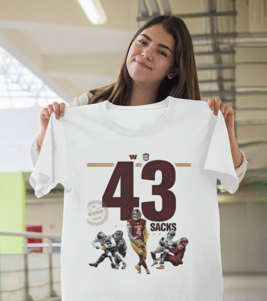 Frankie Luvu 43 Regular Season Sacks Football Action Washington Redskins T-Shirt