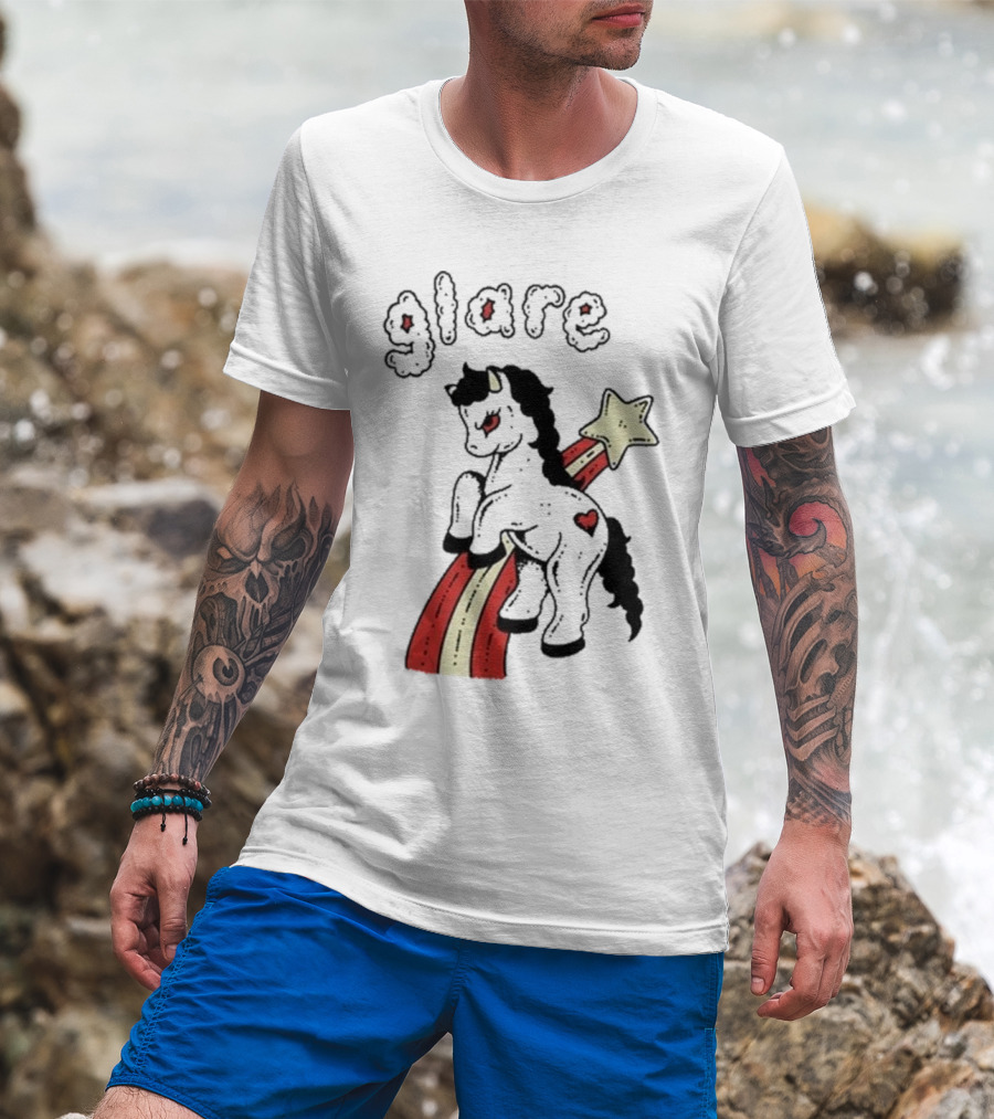 Glare Unicorn Heart Rainbow Star Ringer T-Shirt