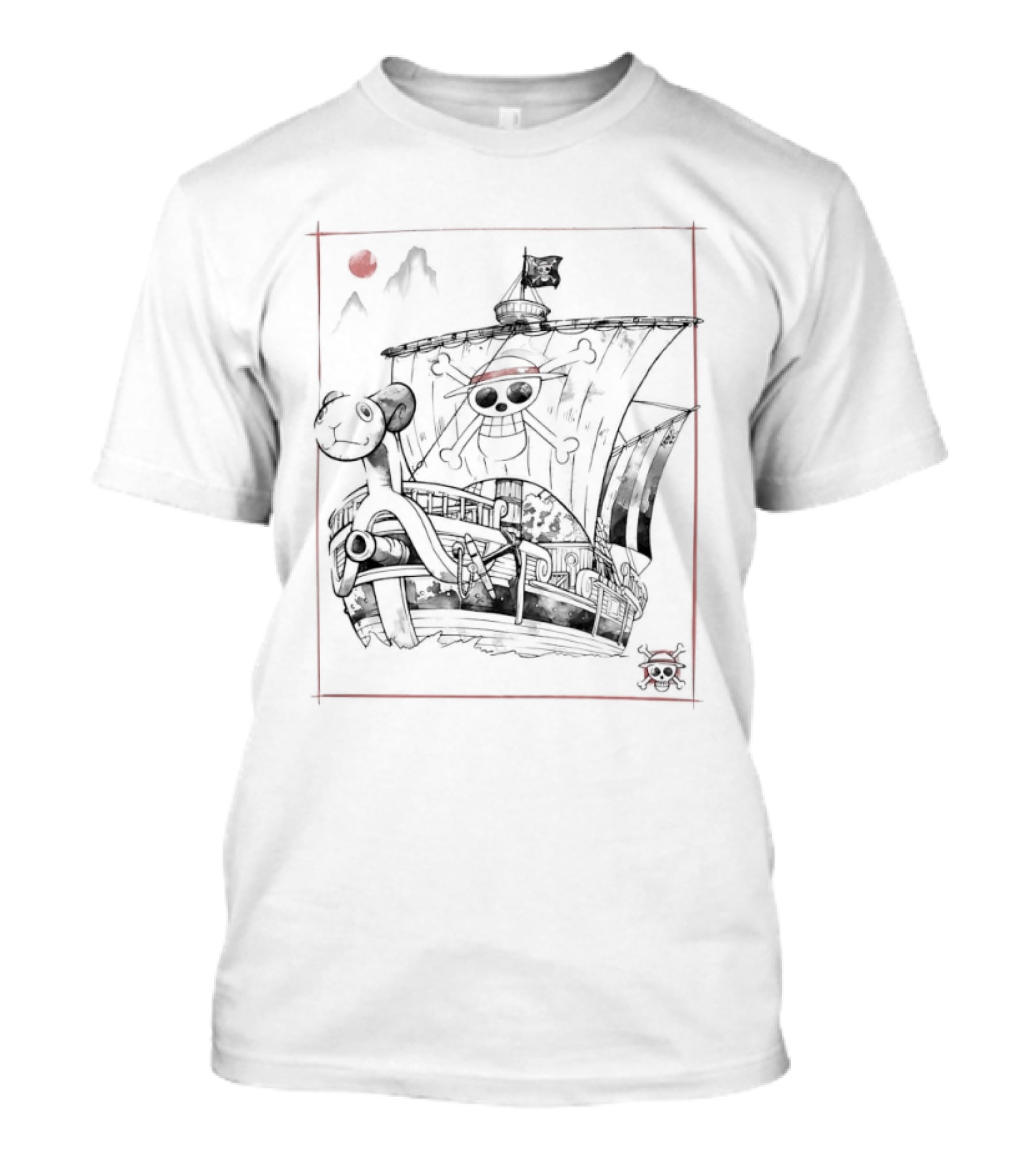 One Piece Going Merry Japanese Sumi-e Style Pirate Ship T-Shirt