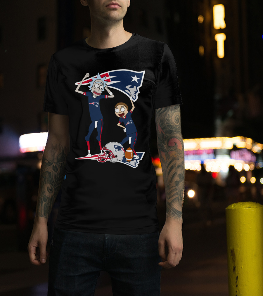 Rick And Morty New England Patriots NFL Crossover T-Shirt