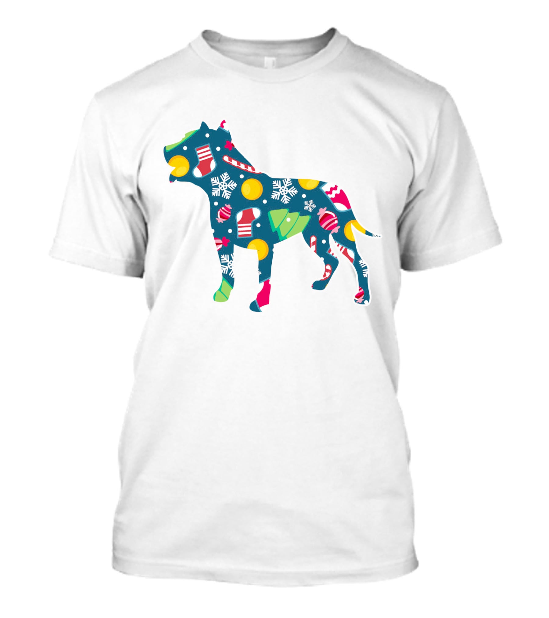 Dog Lover Christmas Pit Bull With Festive Floral And Holiday T-Shirt