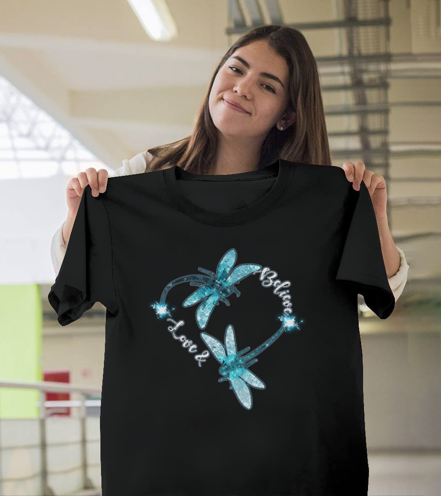 Love And Believe Dragonfly Heart T-Shirt