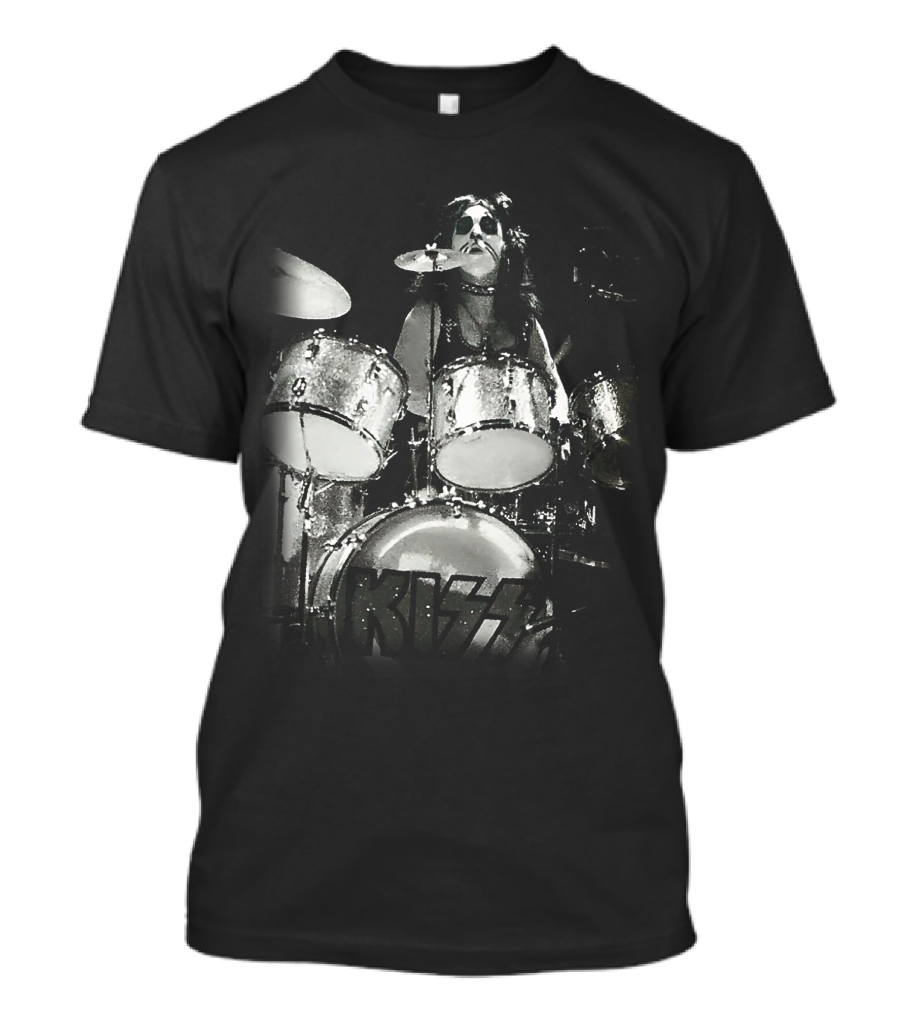 KISS Peter Criss Drummer Black And White Performance T-Shirt