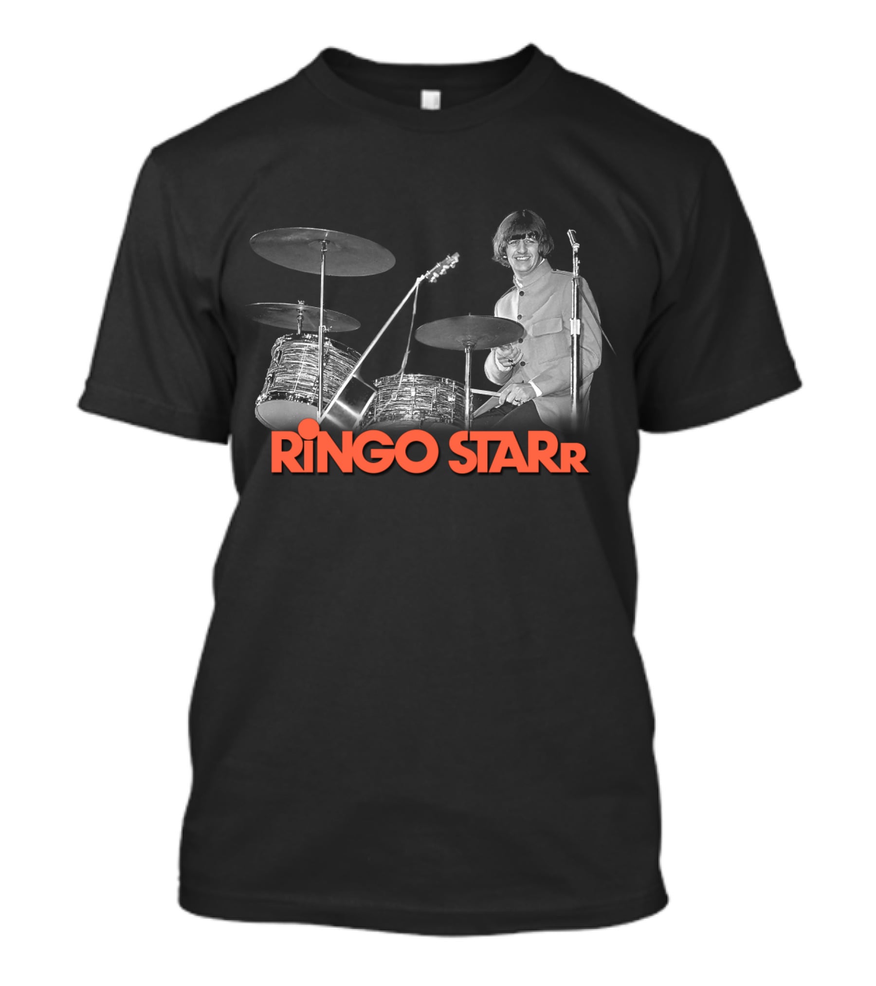 Ringo Starr Drummer Black And White Photo T-Shirt