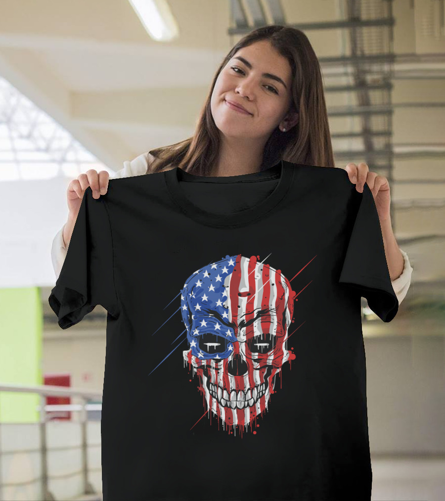 Skull with USA Flag T-Shirt