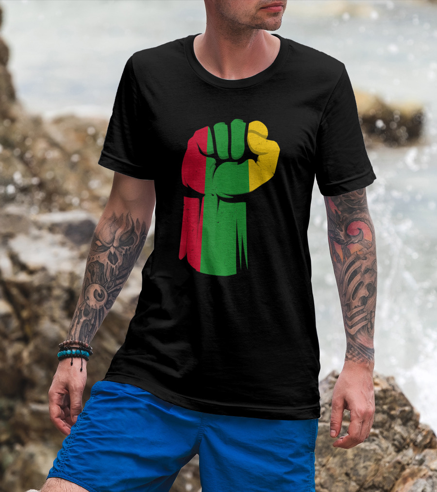 Black Fist African American Pride Black History Month Rasta Colors Fist T-Shirt